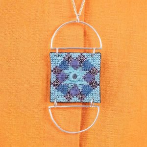 Hootak Balochi Hand-Embroidered Silver Wire Square Necklace | Artisan Jewelry