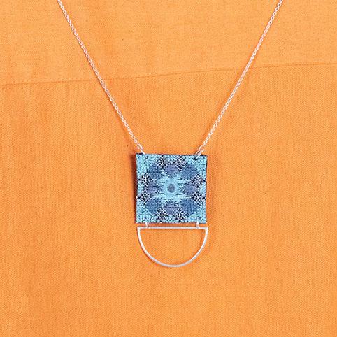 Hootak Balochi Hand-Embroidered Silver Wire Semi-Circle Necklace | Artisan Jewelry