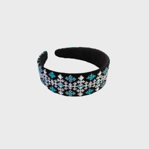 Palivar Hand-embroidered Headband white blue